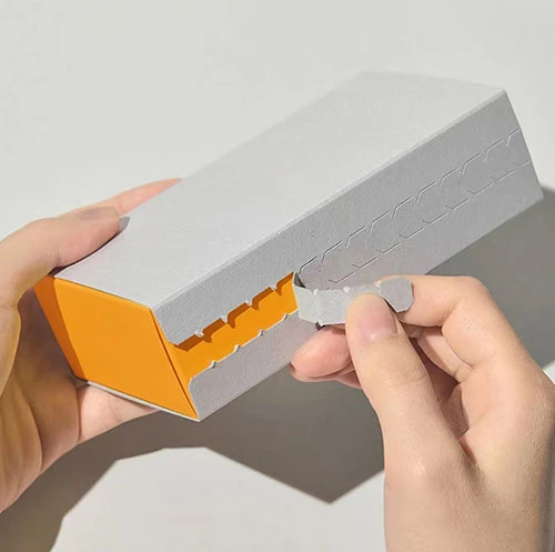 tear open boxes show case