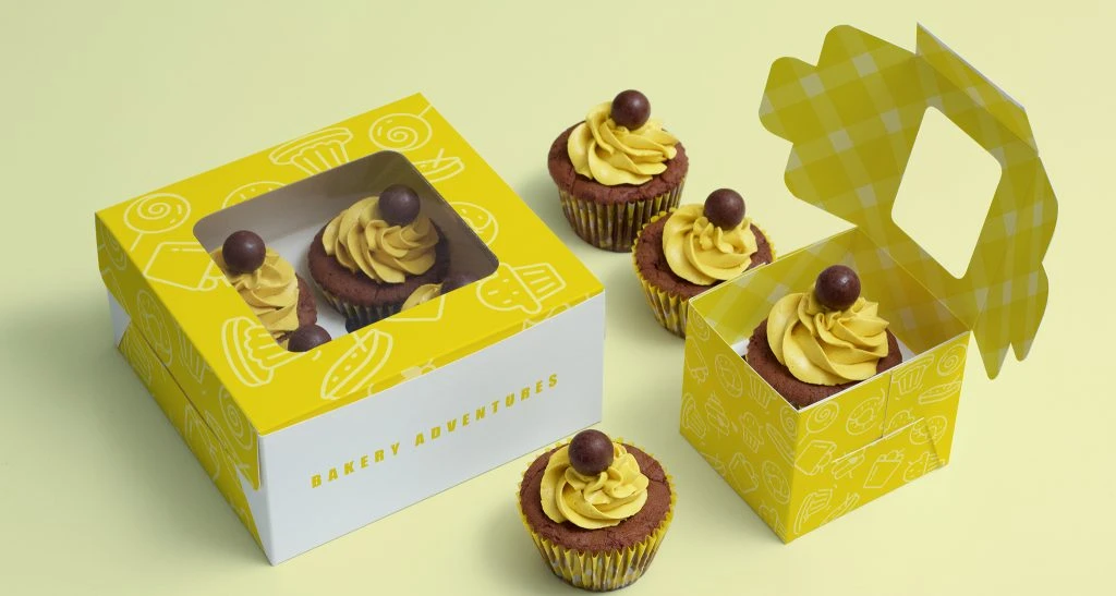 paperboard box with window patch for desserts