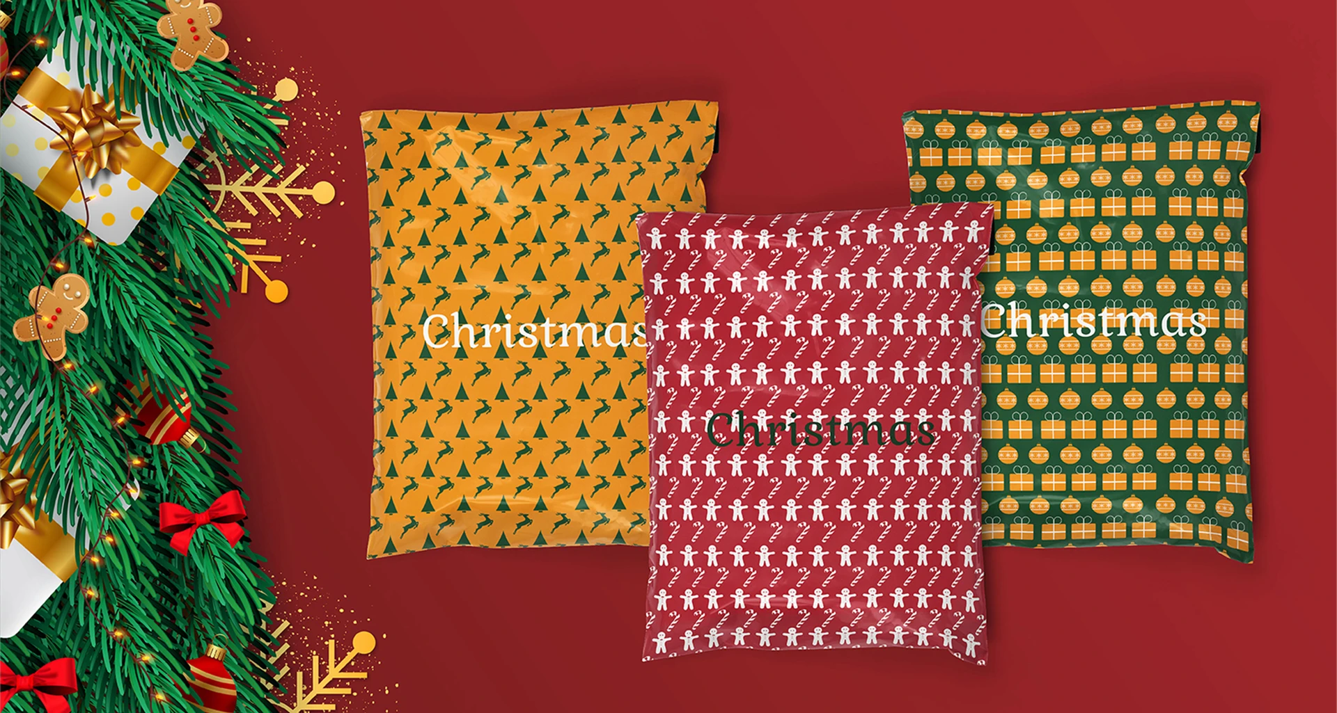 christmas poly mailers